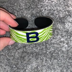 Monogrammed "B" Bracelet with Zebra Print